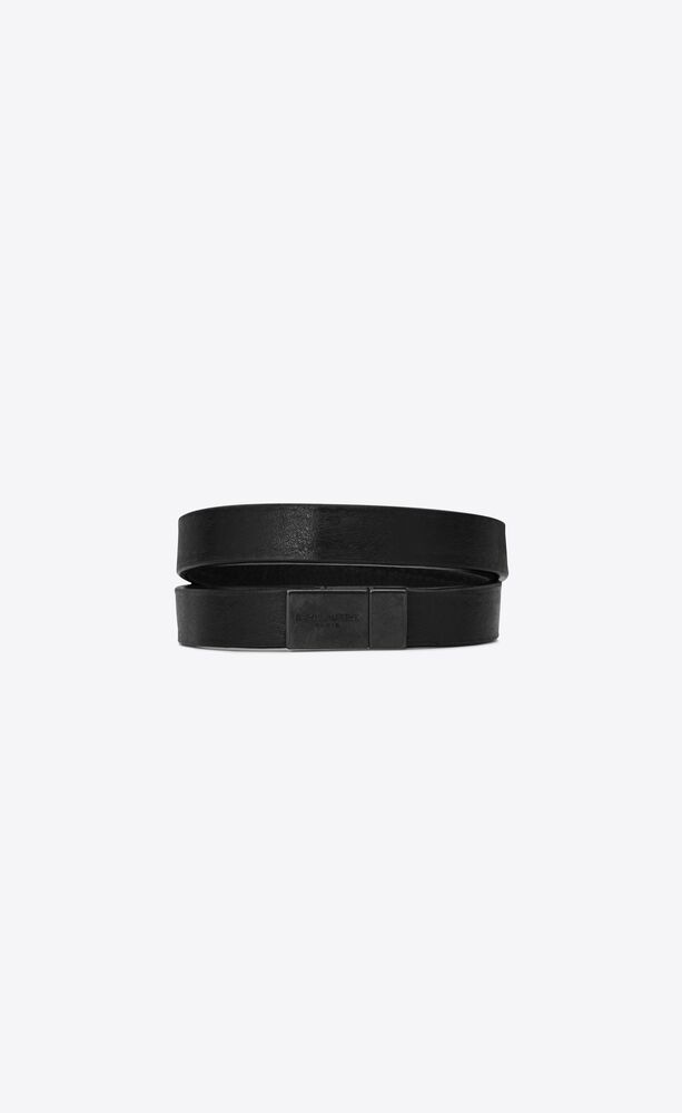 OPYUM bracelet double tour en cuir lisse et métal | Saint Laurent | YSL.com