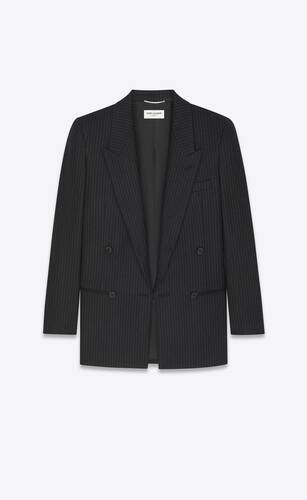 Sparen Sie 25% Saint Laurent Wolle Sakko mit Metallic-Streifen in Schwarz für Herren Herren Bekleidung Jacken Blazer 