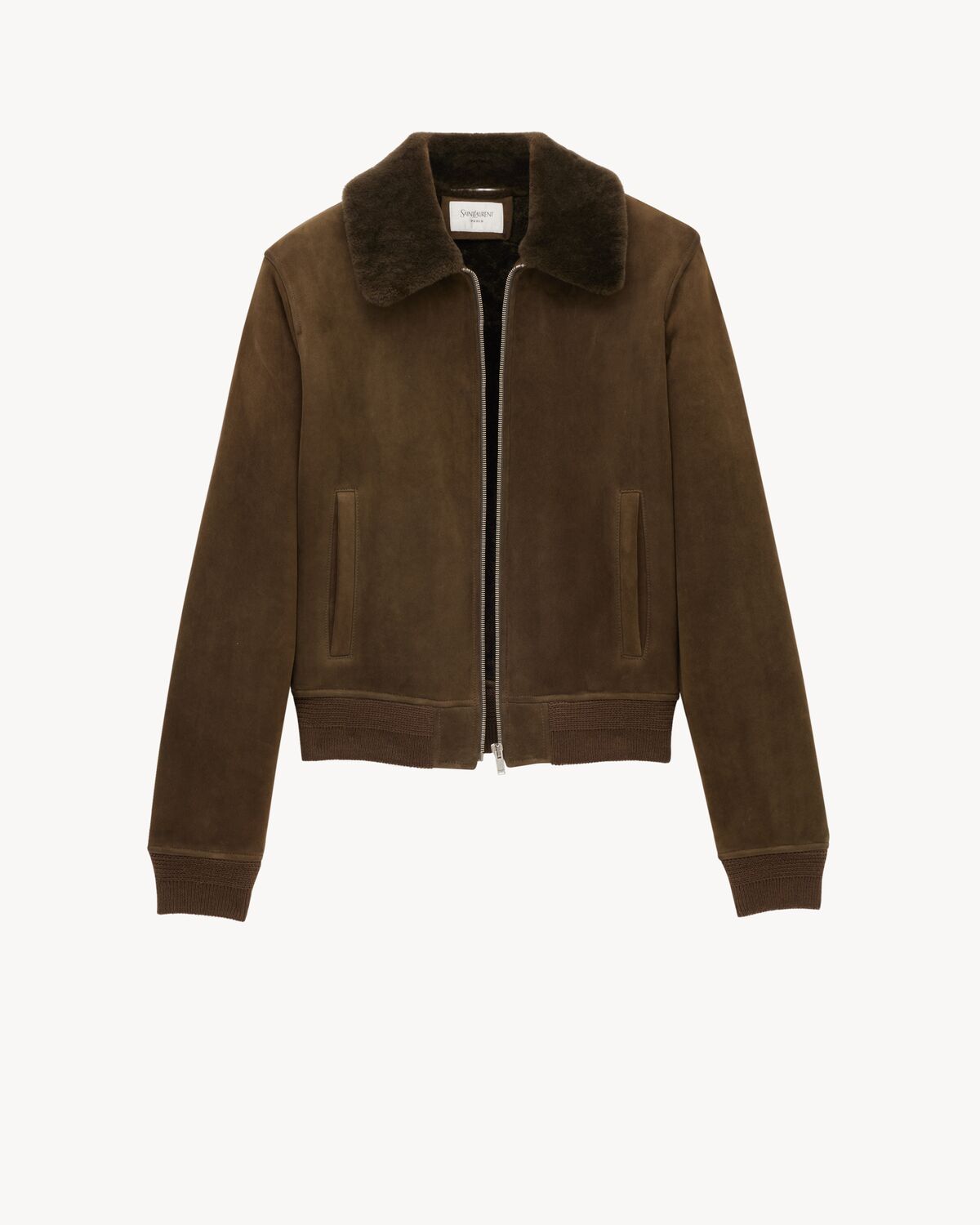 bomber jacket in suede and shearling