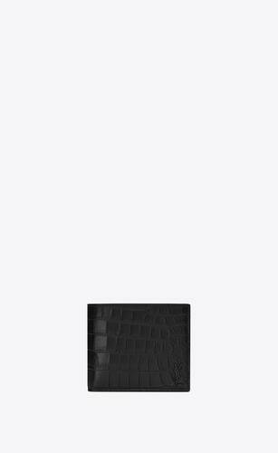 tiny cassandre east/west wallet in crocodile-embossed leather