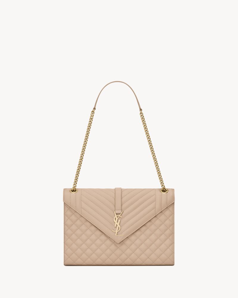 Ysl envelope large bag in grain de poudre embossed leather Clearance