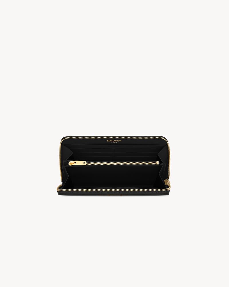 CASSANDRE MATELASSÉ ZIP AROUND WALLET IN GRAIN DE POUDRE LEATHER