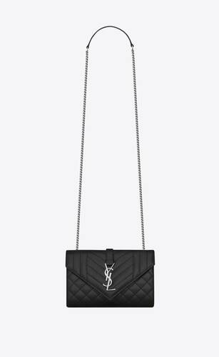 Neutral Envelope matelassé-leather shoulder bag, Saint Laurent