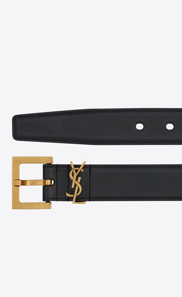 Cassandre Belt with square buckle in smooth leather | Saint Laurent | YSL.com