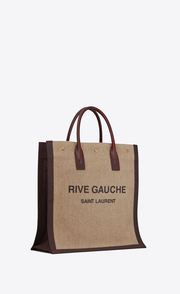 rive gauche tote bag in linen and leather
