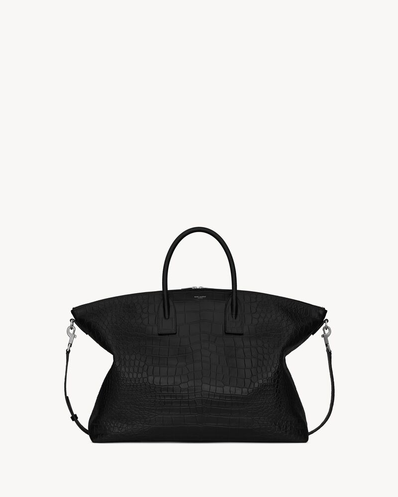 GRAND SAC BOWLING en cuir embossé crocodile
