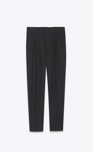 high-rise pants in floral wool jacquard