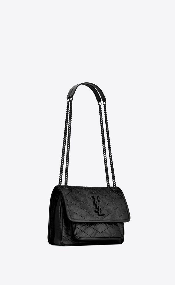 Baby monogramme leather crossbody bag Saint Laurent Black in
