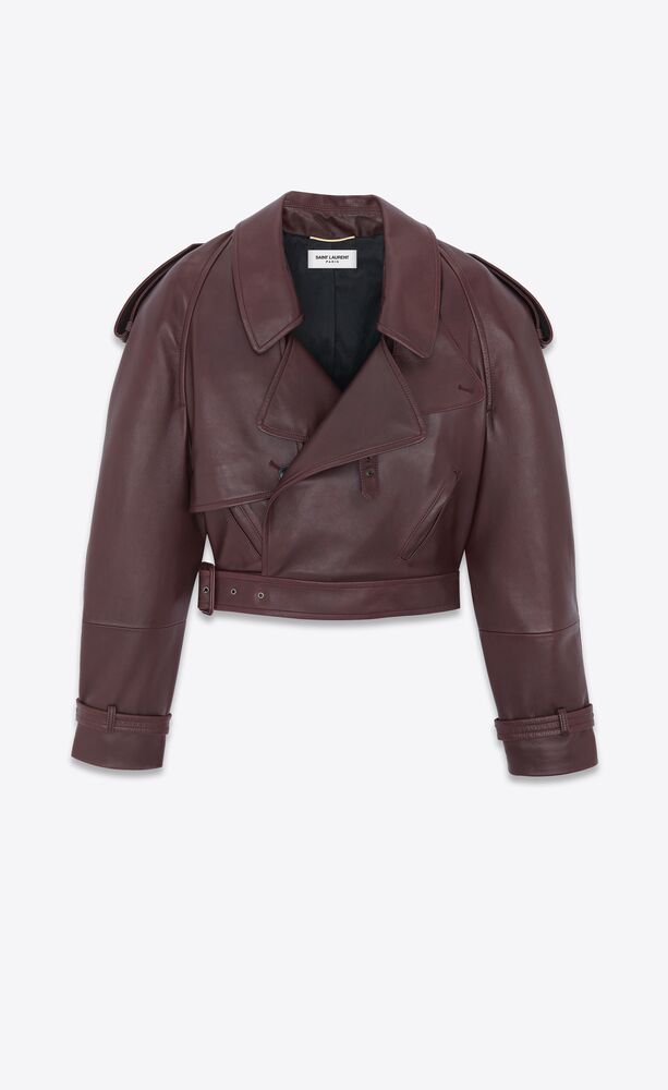 cropped trench in shiny lambskin