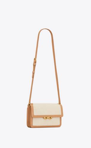 le maillon satchel in canvas and vegetable-tanned leather