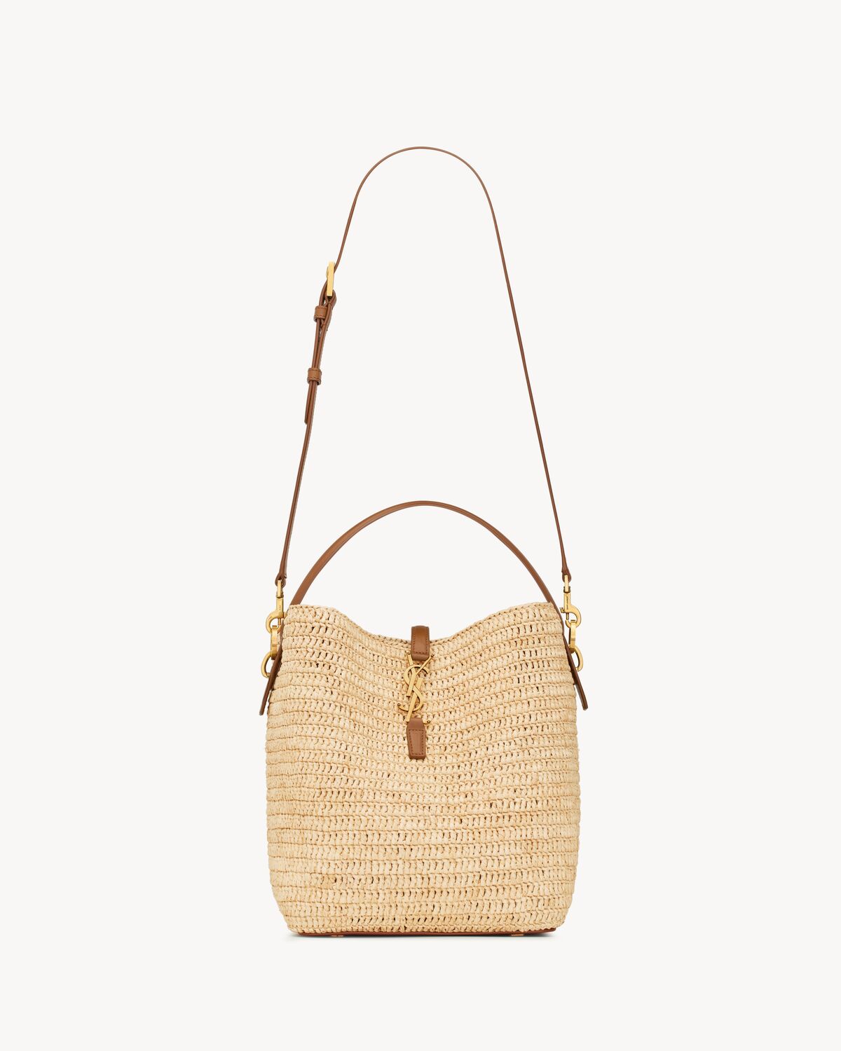 LE 37 in woven raffia and vegetable-tanned leather