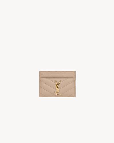 YSL SAINT LAURENT Logo Leather Card Case Wallet--Red/Gold