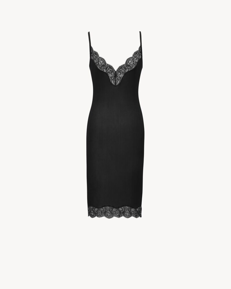 laced slip dress in silk jersey