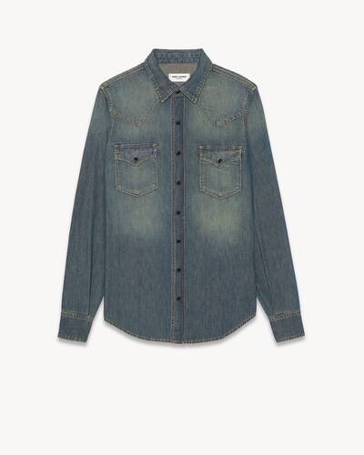 western shirt in deep vintage blue denim