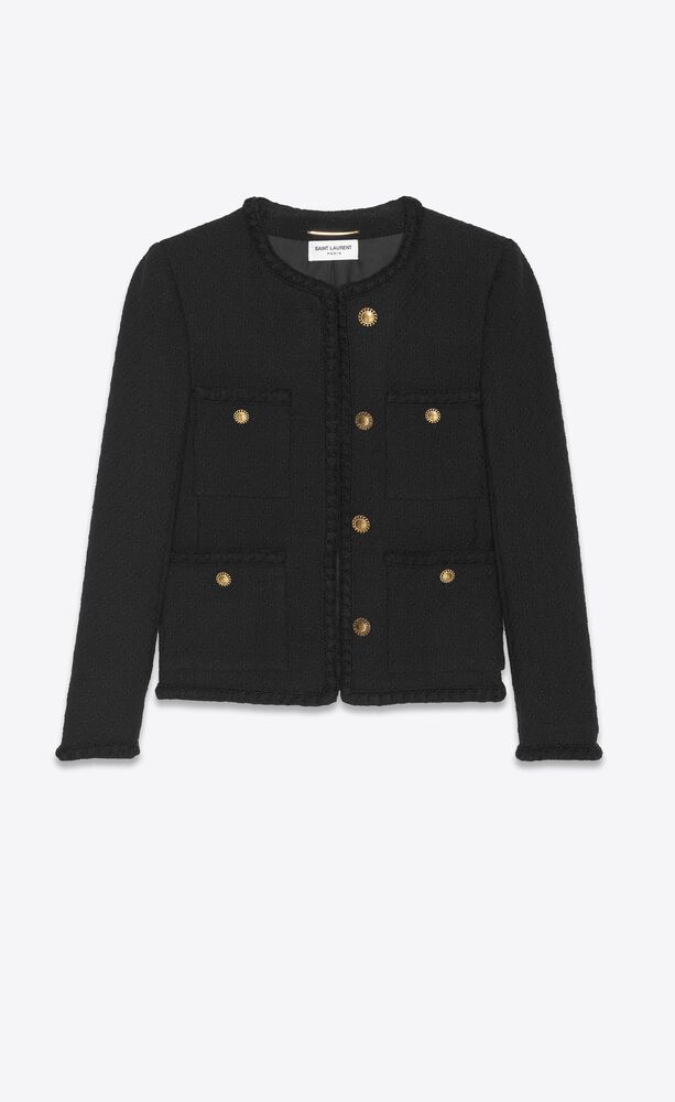 Kurze Jacke aus Tweed mit Rauten-Prägung | Saint Laurent | YSL.com
