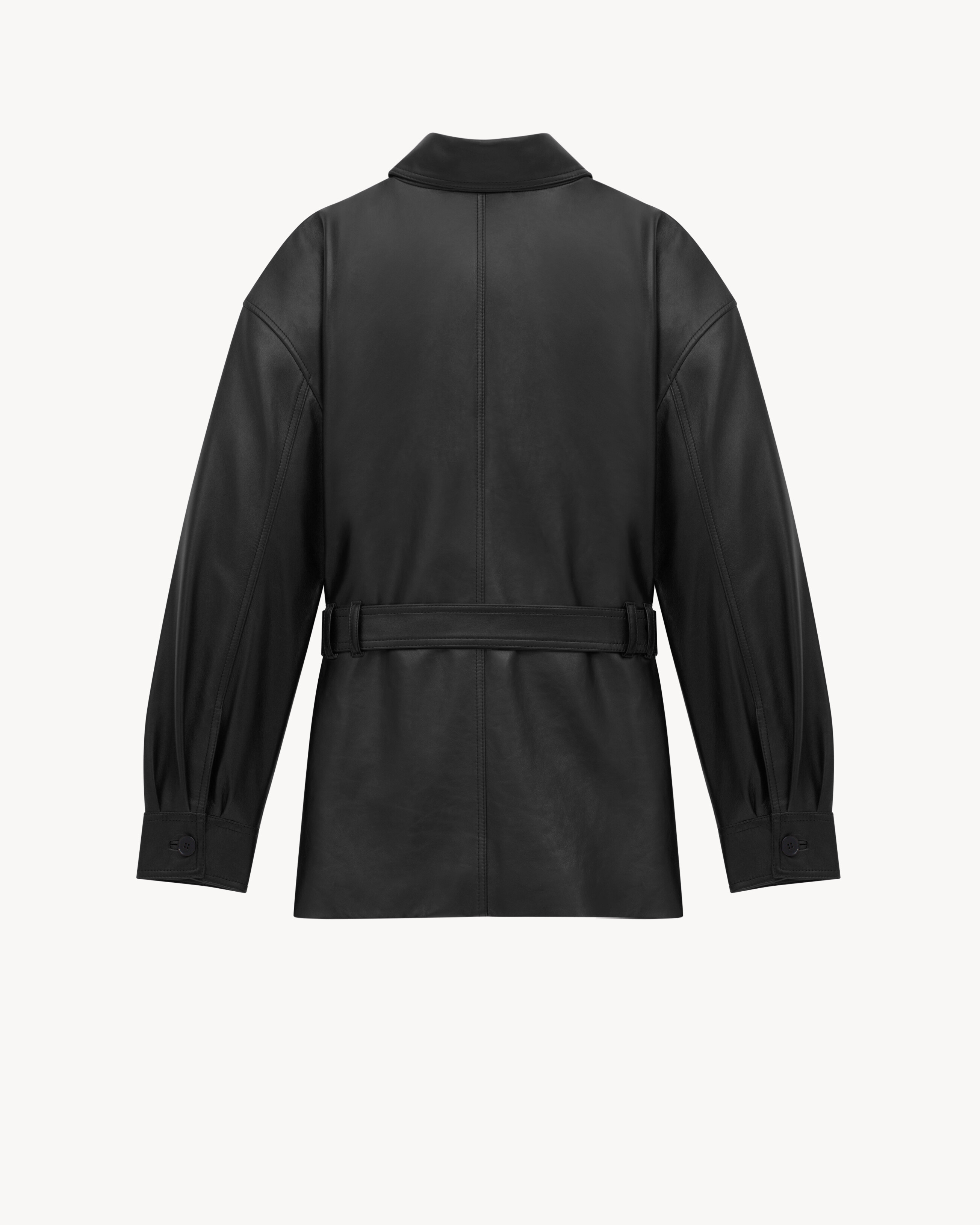 veste SAHARIENNE en cuir d’agneau brillant
