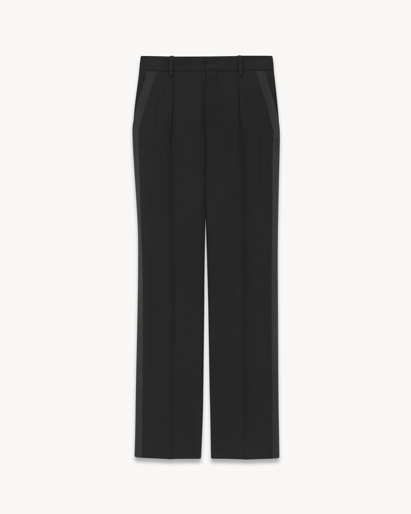 High-waisted tuxedo pants in grain de poudre