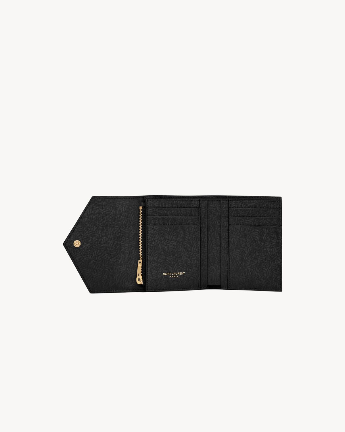 블랙 텍스처드 퀼티드 가죽 소재의 컴팩트 3단 모노그램 지갑