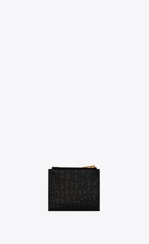 TINY MONOGRAM zip card case in crocodile-embossed leather | Saint ...