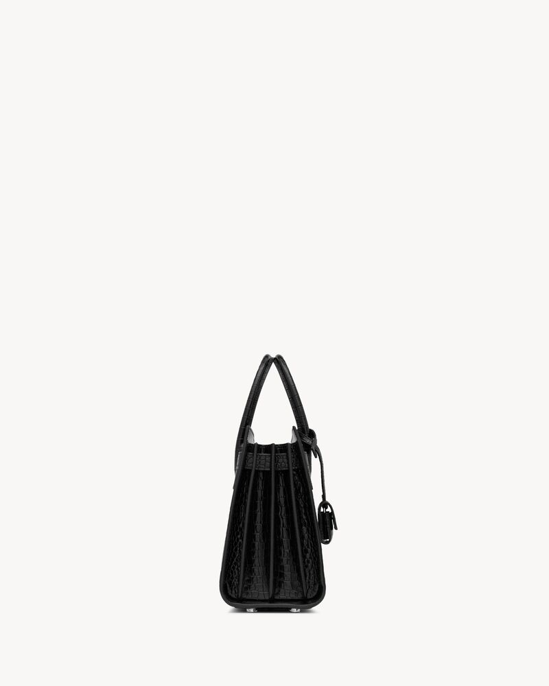sac de jour aus schwarzem leder in krokodilprägung - baby