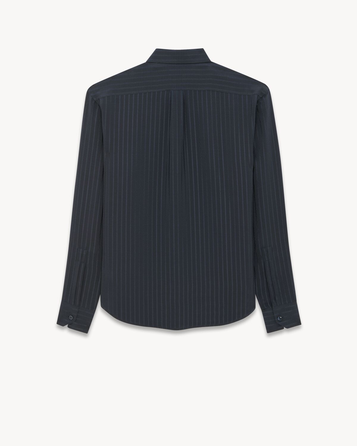 cropped shirt in mat and shiny striped silk