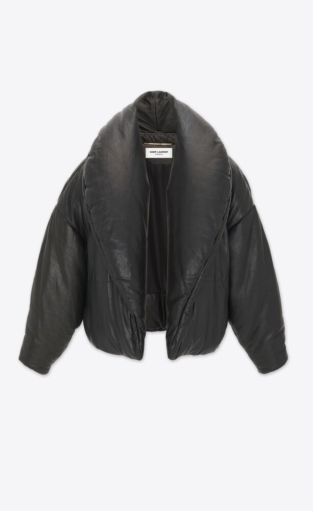 Vegan Leather Puffer Jacket - Black | Manière De Voir