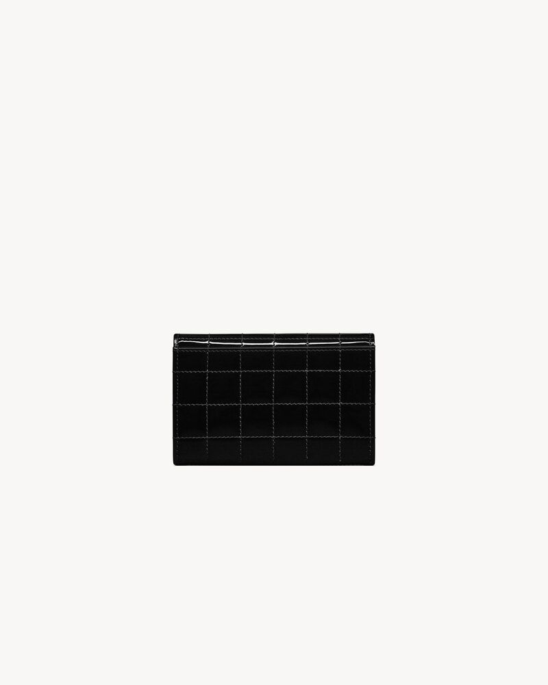 Saint Laurent Cassandre Matelassé Carré Small Envelope Wallet in Patent Leather - Black - Women