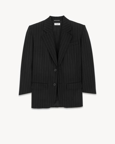 oversized jacket in pinstripe wool felt