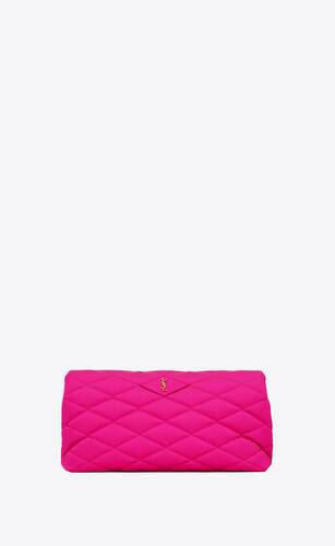 sade puffer envelope clutch in quilted satin