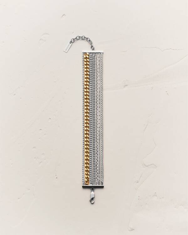 multi-chain bracelet in 18K grey gold and 18K yellow gold