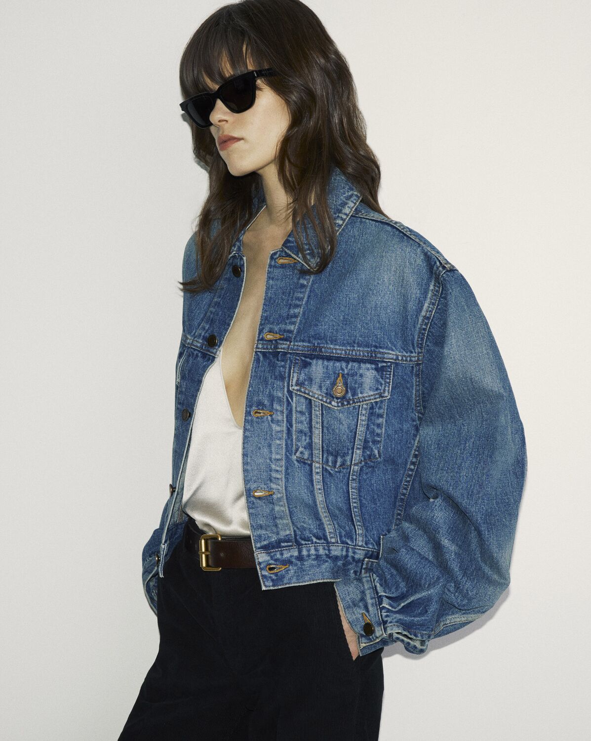 giacca anni '80 in denim blu vintage