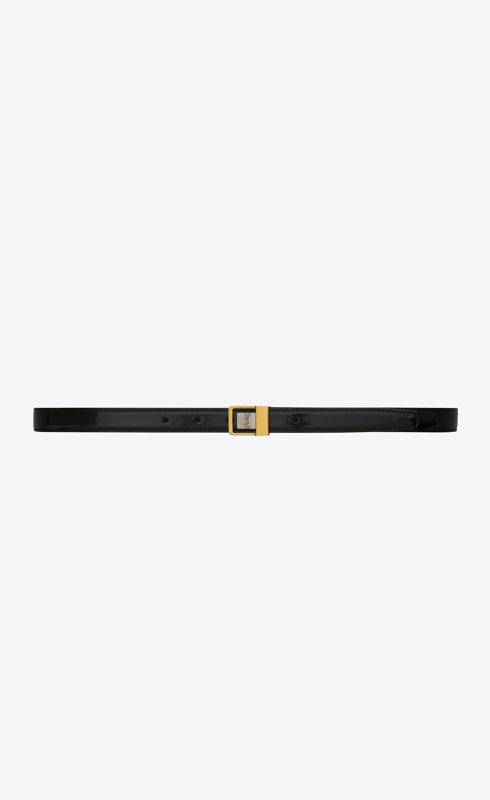 LA 66 buckle thin belt in shiny leather | Saint Laurent | YSL.com