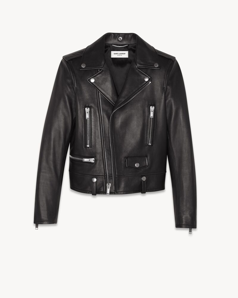 veste biker en cuir d'agneau plongé