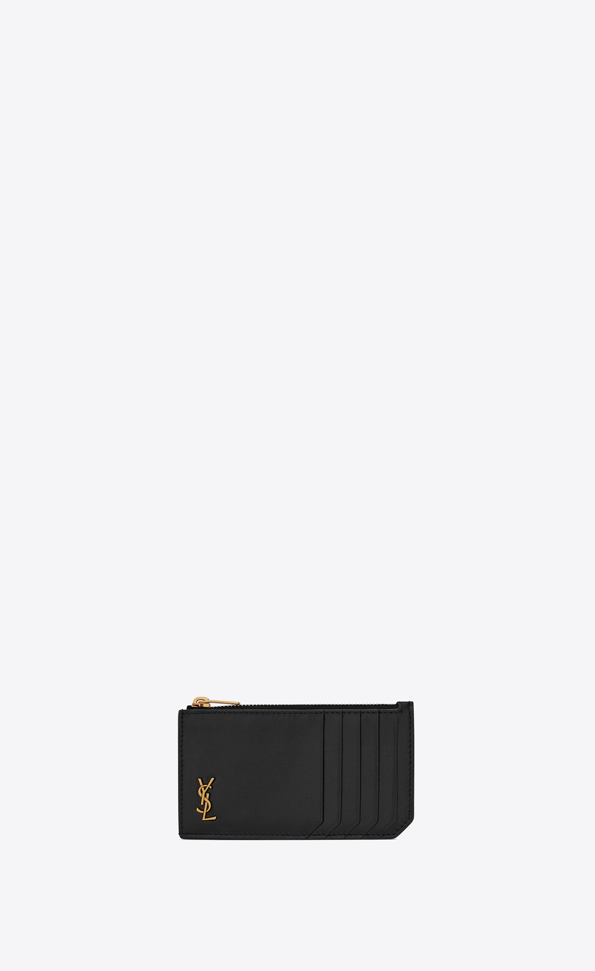 Saint Laurent Tiny Monogram Zip Wallet in Black