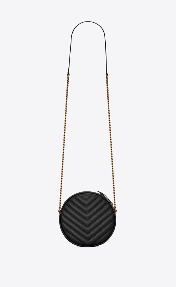 Vinyle Round Quilted Leather Camera Bag In Black