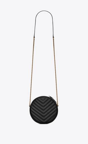 vinyle round camera bag in chevron-quilted grain de poudre embossed leather