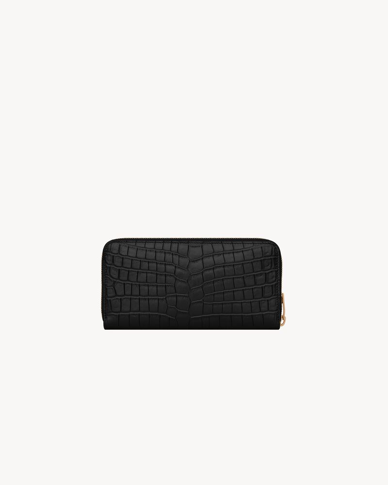 Crocodile card wallet Yves Saint Laurent Burgundy in Crocodile - 20023980