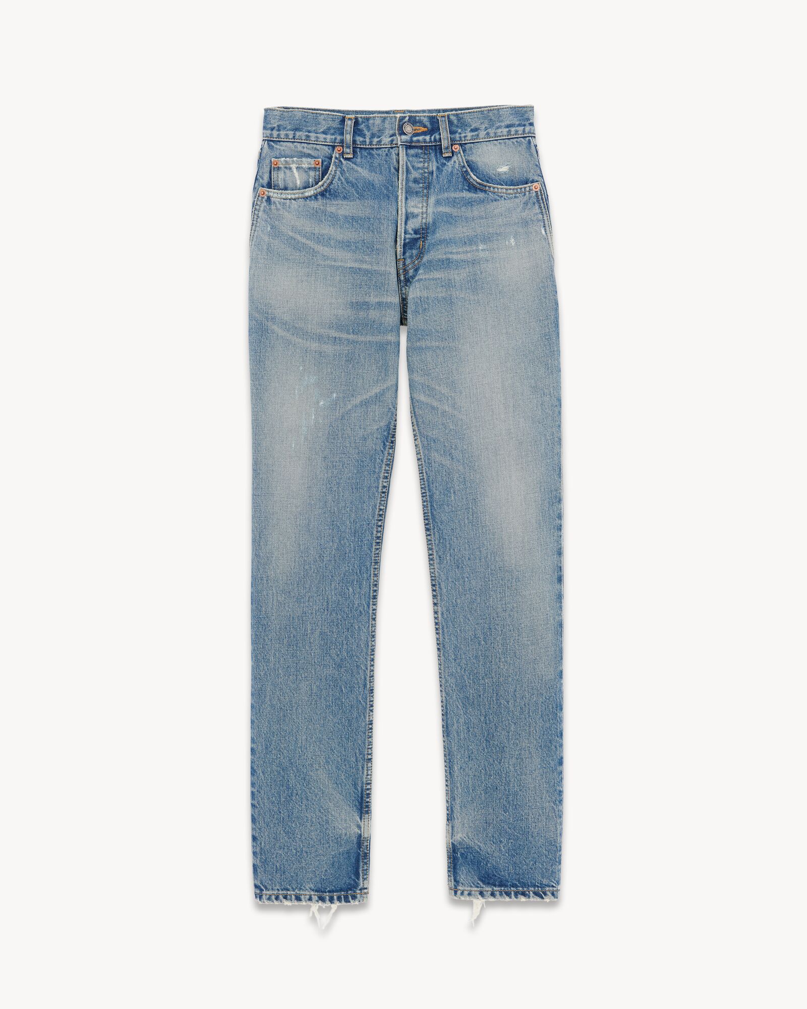 Straight-leg jeans in CHARLOTTE blue denim | Saint Laurent | YSL.com