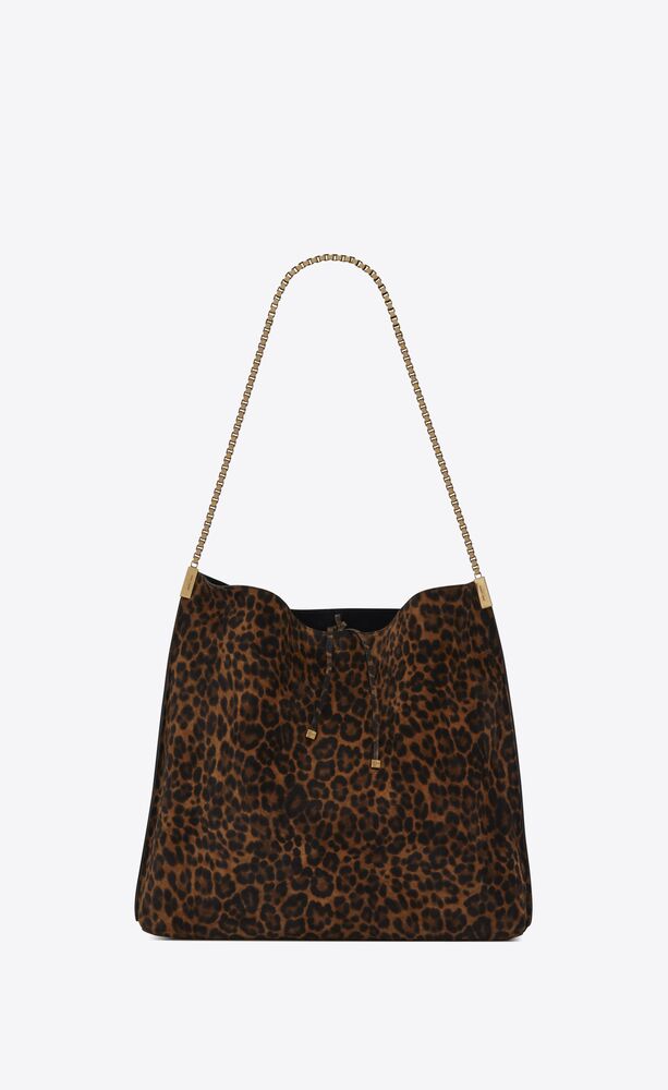 SUZANNE medium hobo bag in leopard-print suede | Saint Laurent United ...