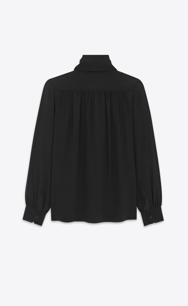 Lavallière-neck blouse in silk crepe de chine | Saint Laurent | YSL.com
