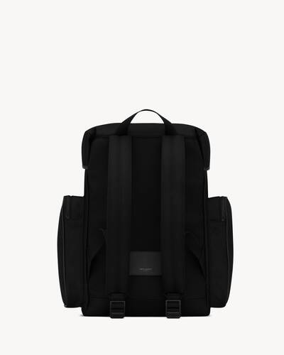 city multi-pocket backpack in econyl®, smooth leather and nylon