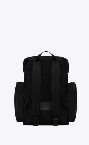 city multi-pocket backpack in econyl®, smooth leather and nylon