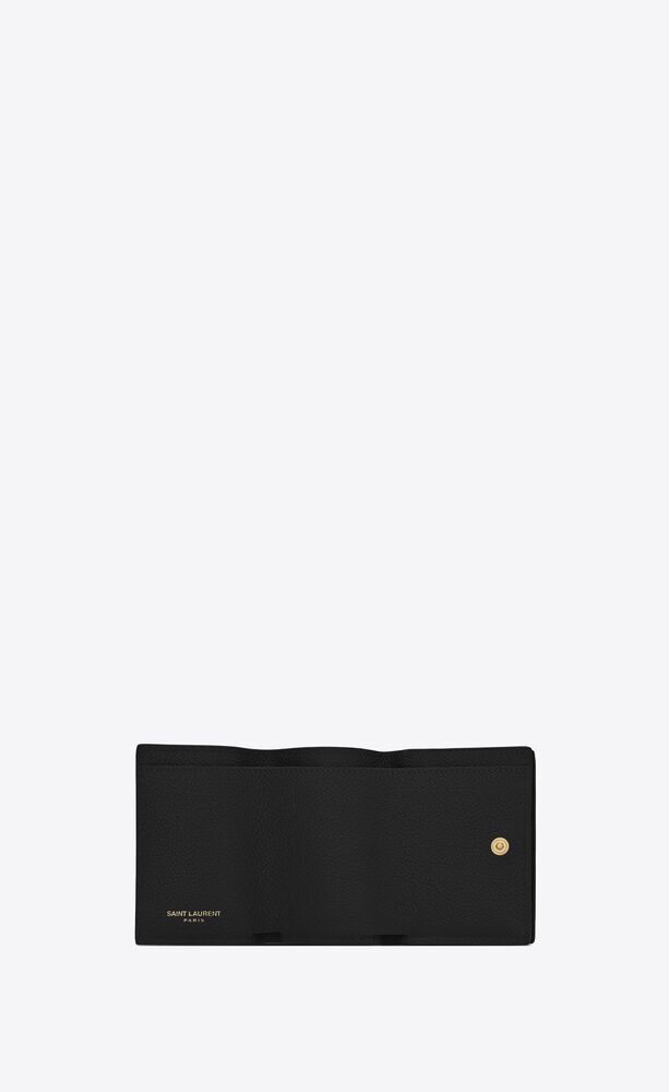 YSL LINE ORIGAMI tiny wallet in grained leather | Saint Laurent 