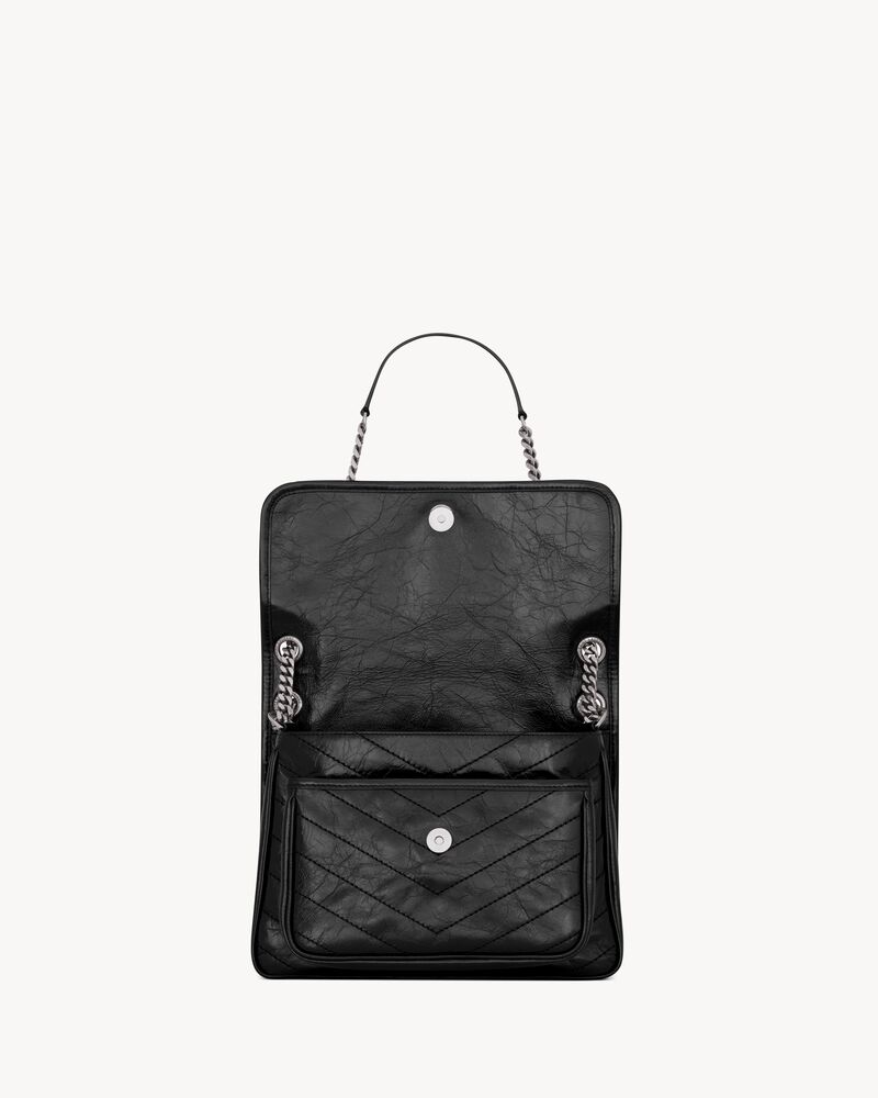 NIKI Large shopping in crinkled vintage leather | Saint