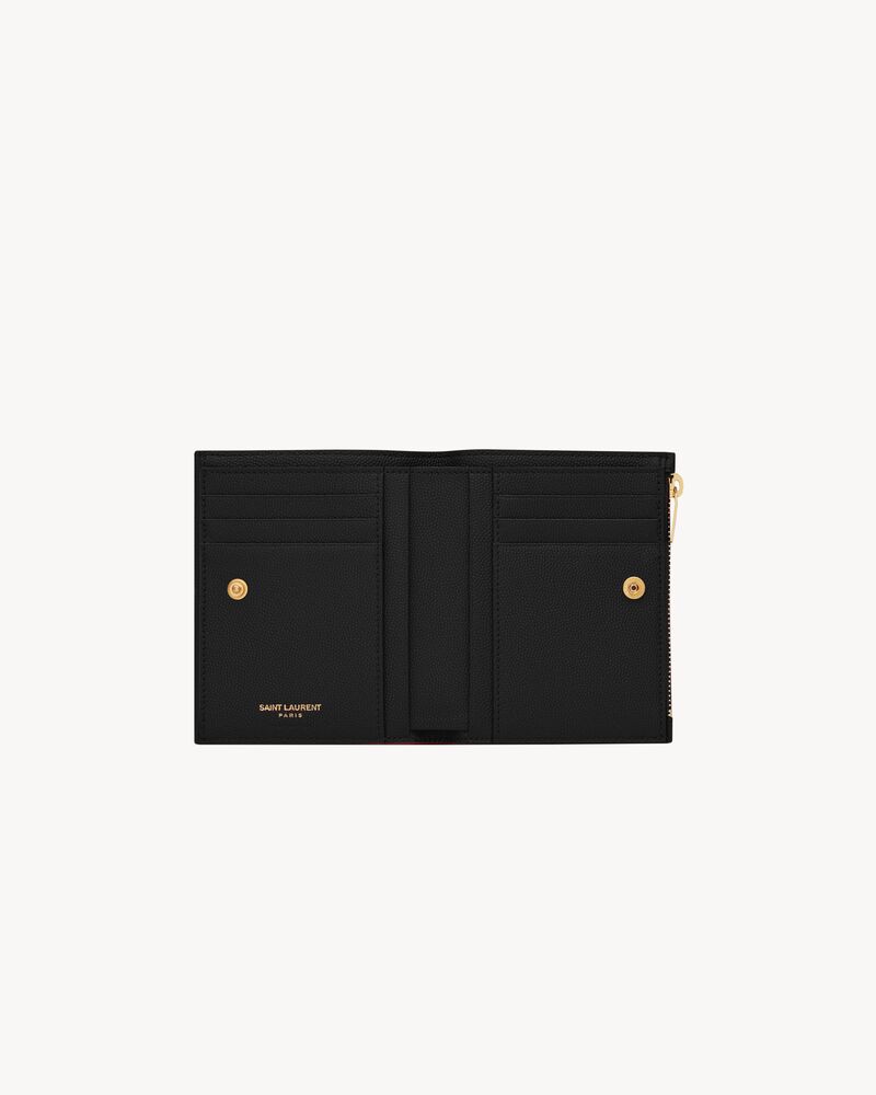 UPTOWN Compact wallet in grain de poudre embossed leather