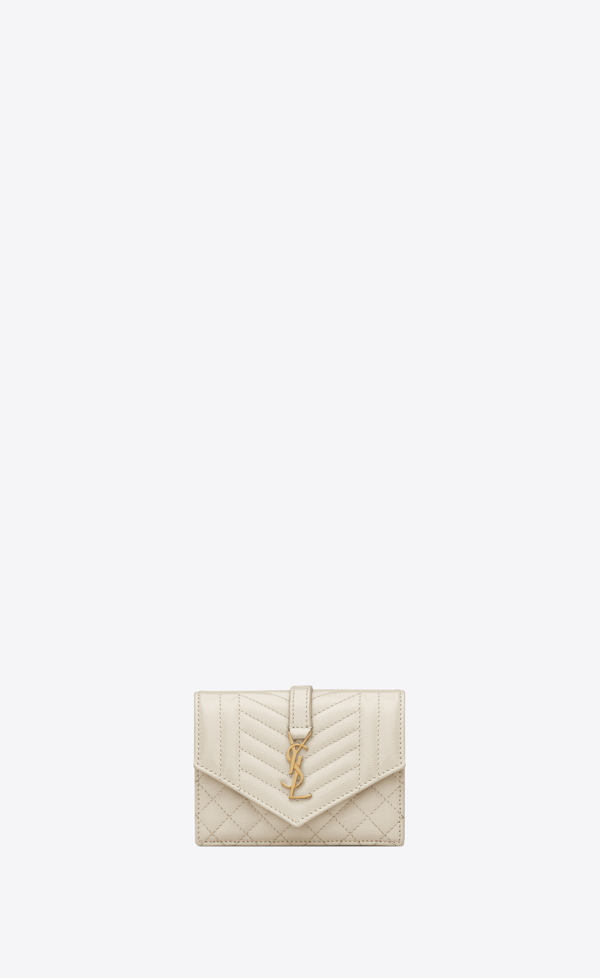 ysl monogram card case in grain de poudre embossed leather