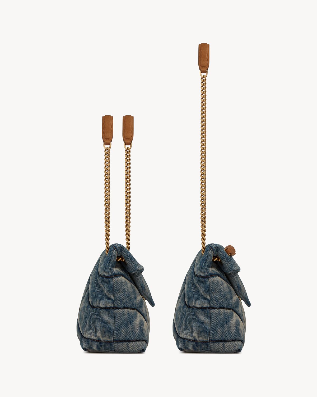 생로랑 스웨이드와 데님 소재의 퍼퍼 미디엄 숄더백 5774752PT674575