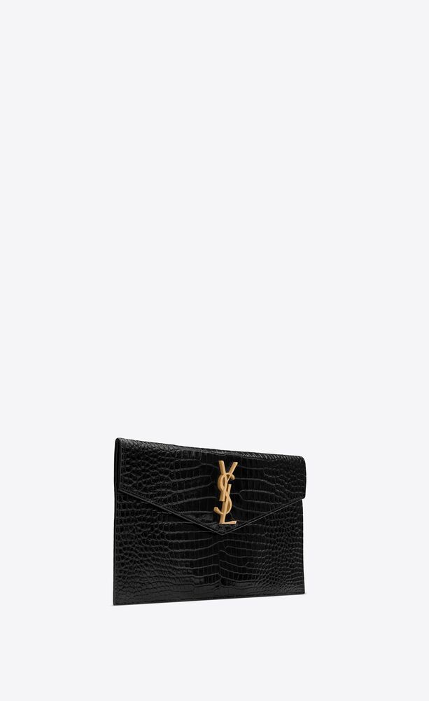 UPTOWN POUCH IN CROCODILE EMBOSSED SHINY LEATHER | Saint Laurent | YSL.com