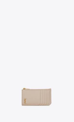 tiny cassandre fragments zipped card case in grained leather