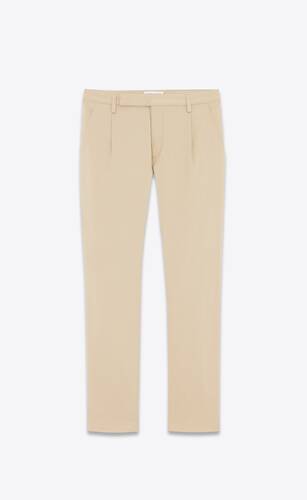 classic chino pants in raw beige cotton twill